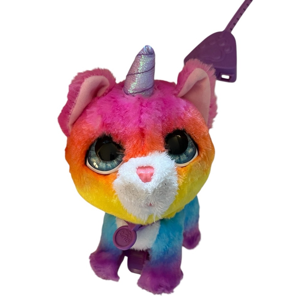 EUC - Fur Real Pets Walk A Lots Rainbow Unicorn Kitty